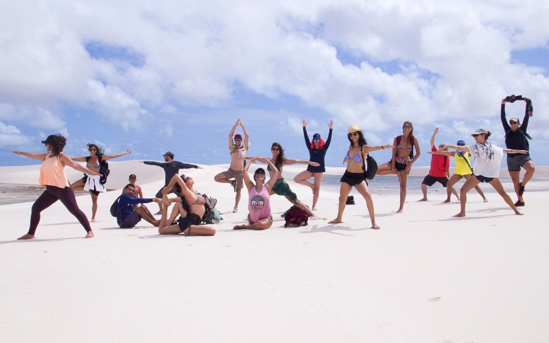 group of people doing yoga at Convento Arcadia, Atins