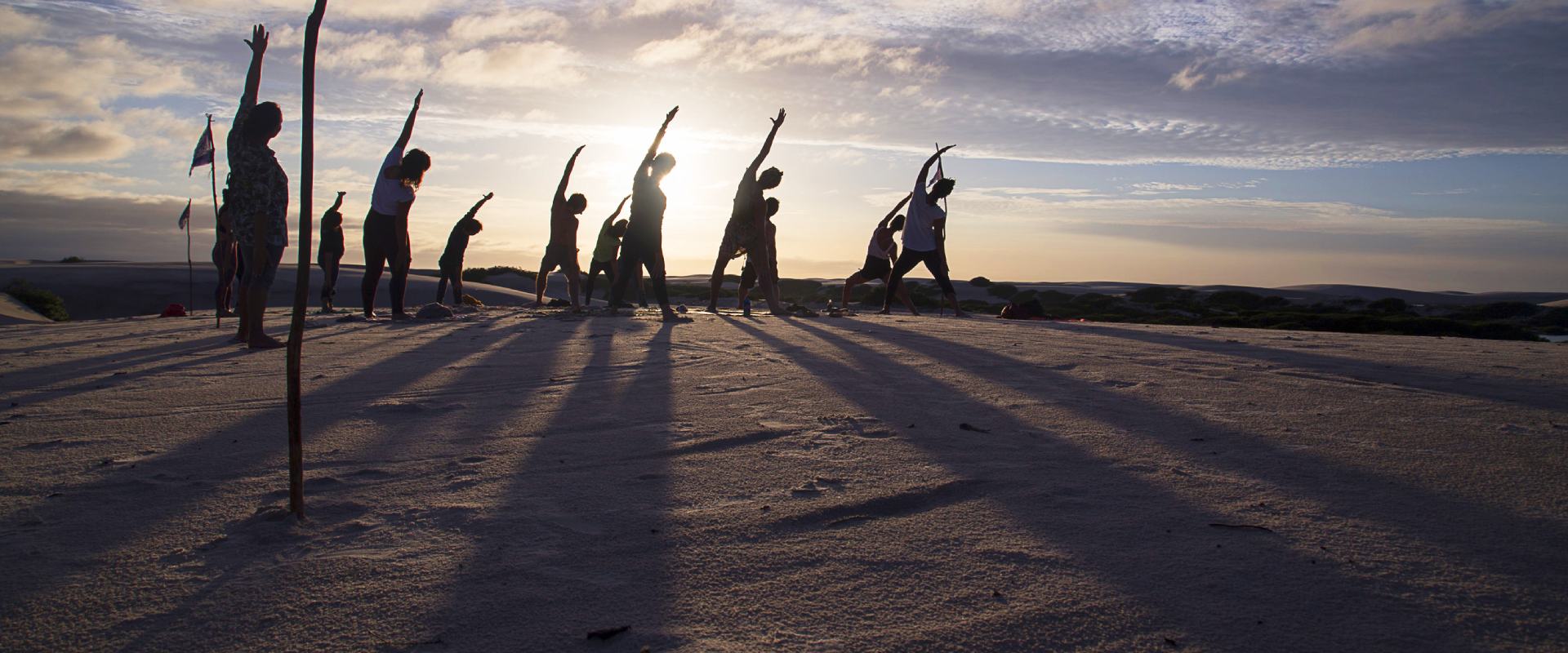 Yoga exercises in the evening at Convento Arcadia, Atins