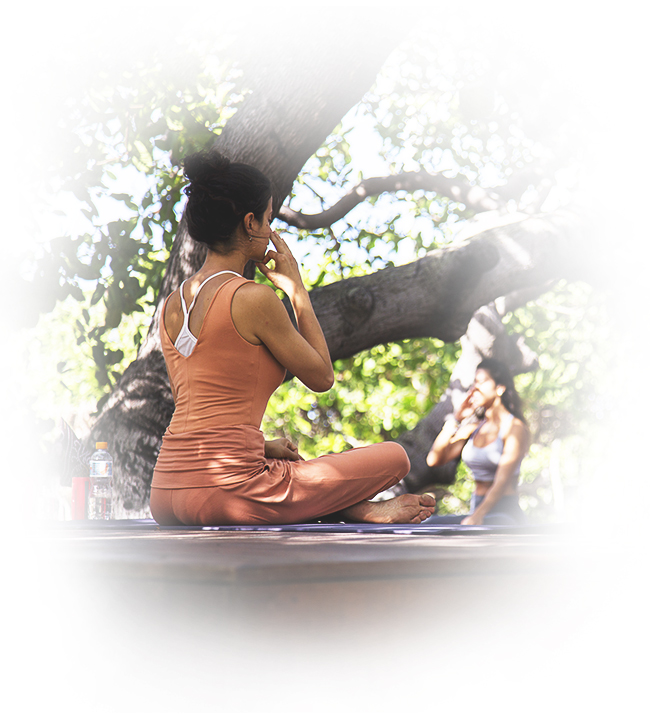 A lady doing Yoga at Convento Arcadia, Atins
