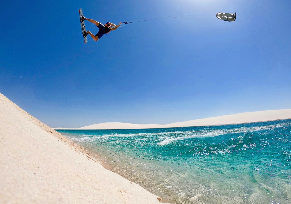 kite surfing and blue beach