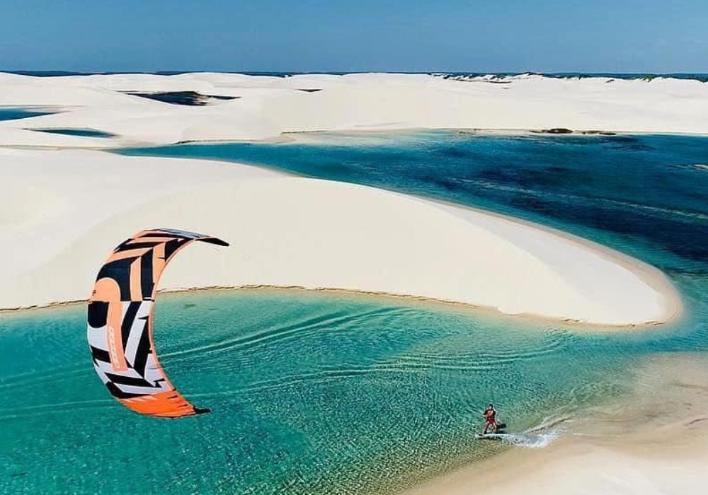 kite surfing at blue beaches
