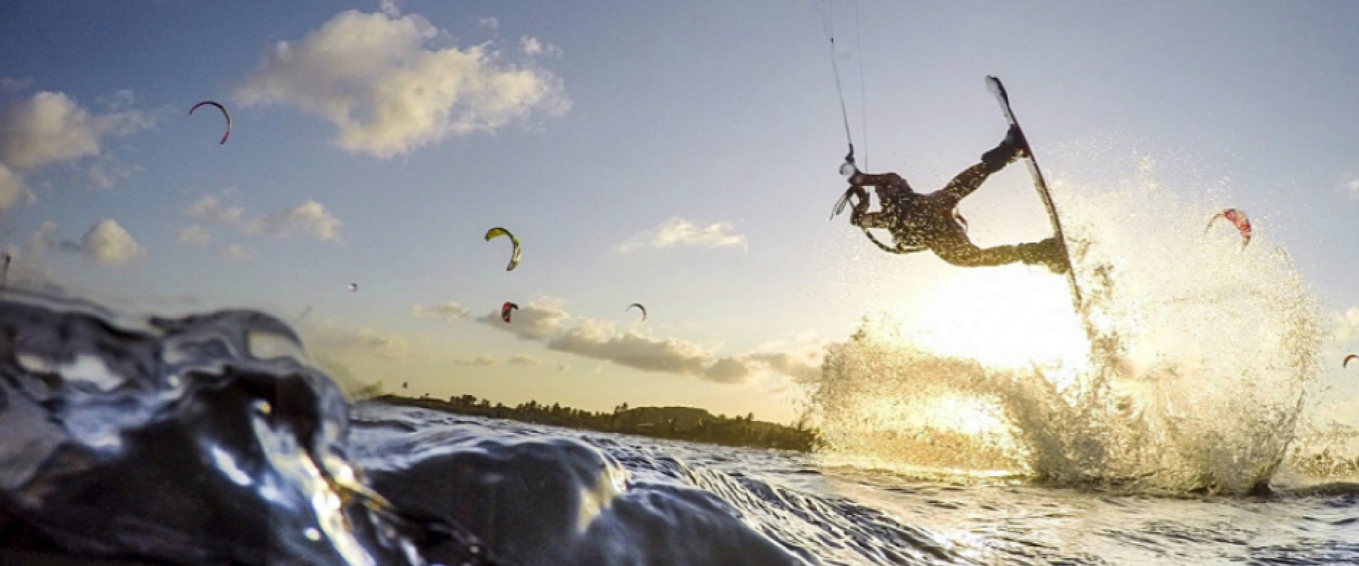 kite surfing with good waves