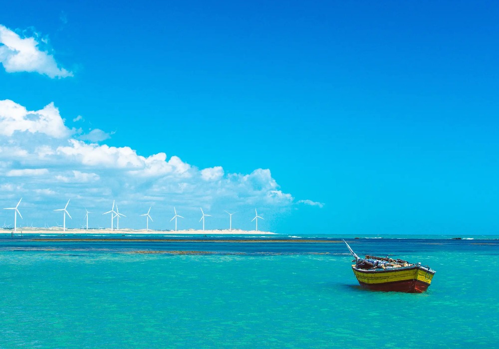 boat in the middle of a beach