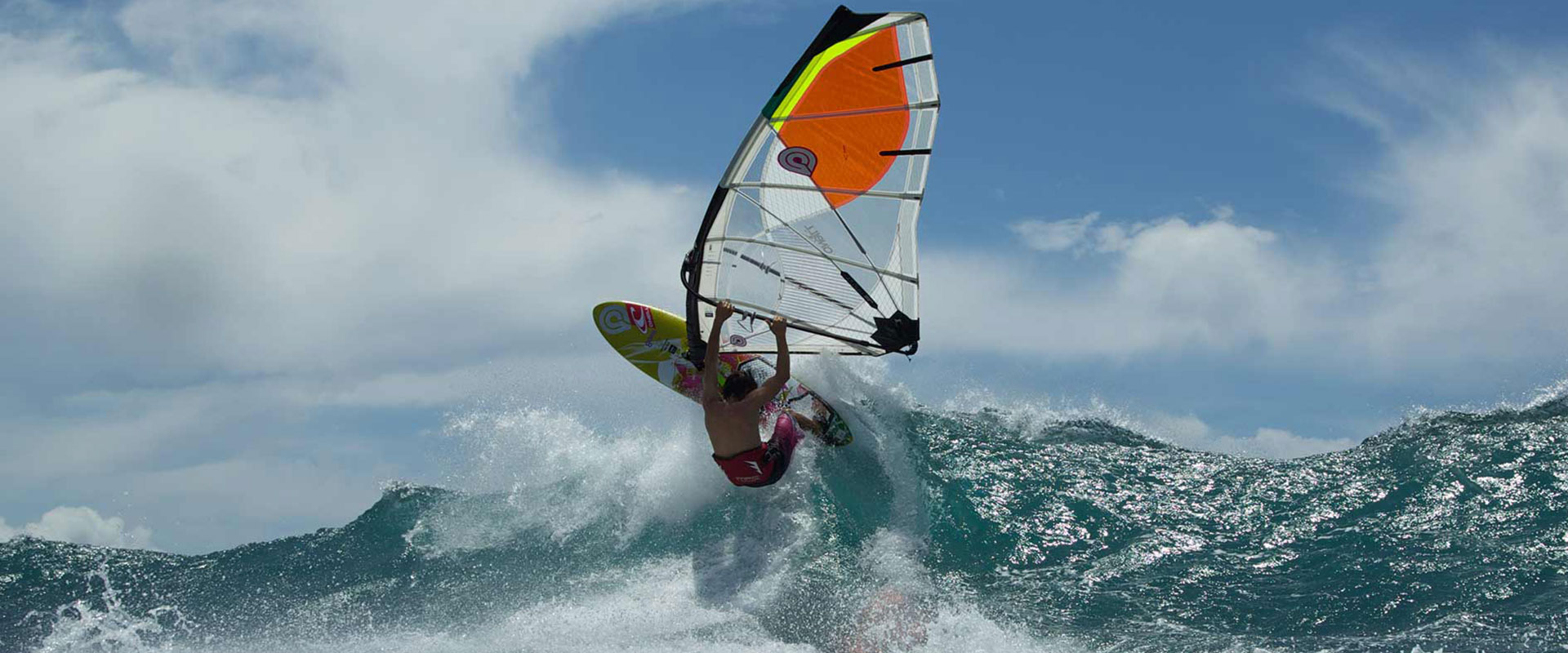 wind surfing at beach