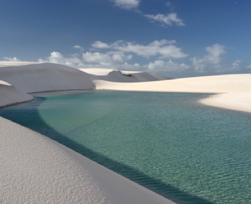 white desert with blue waters