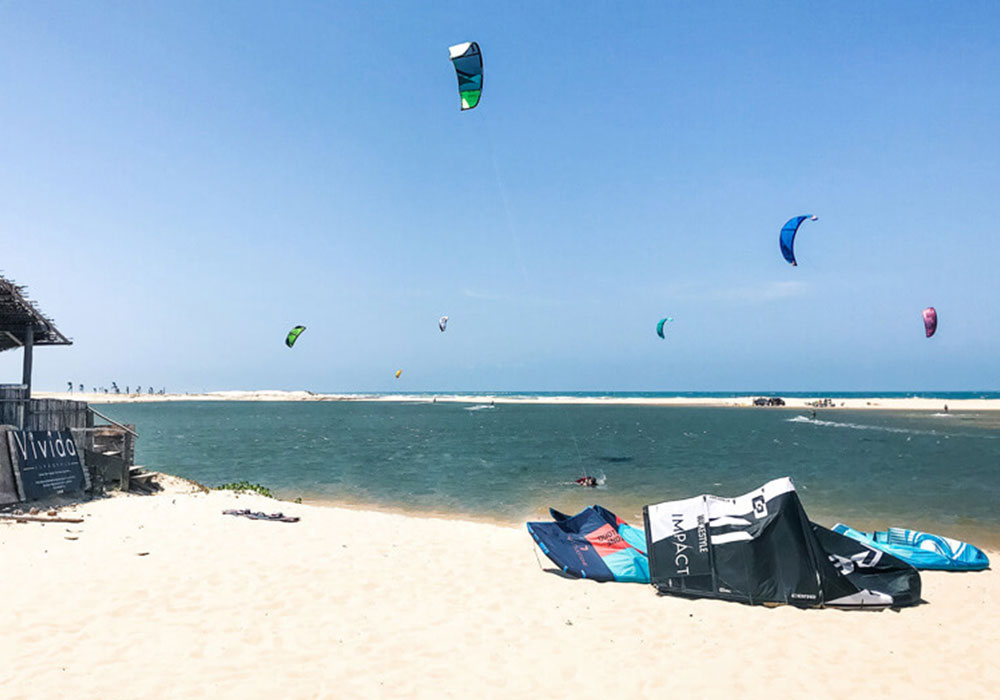 kite surfing at beach