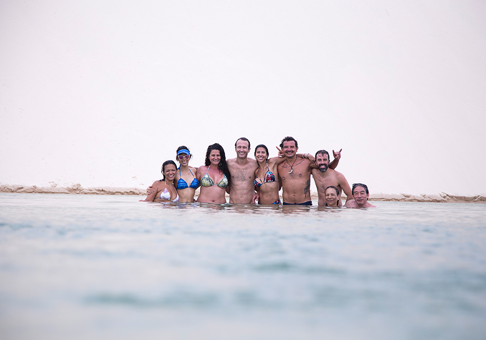 Taking family picture at the beach
