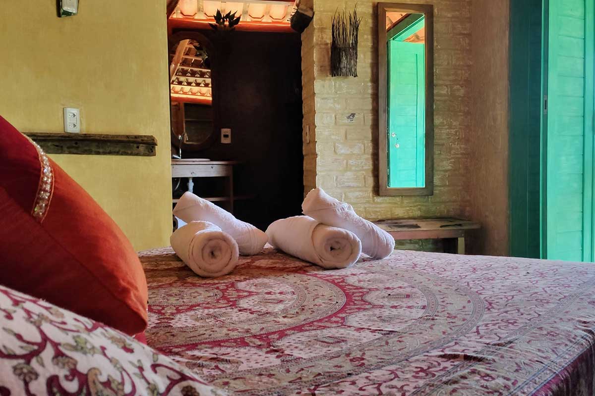 Side View of the Bedroom of the Standard Chalet Double Room at Convento, Atins.